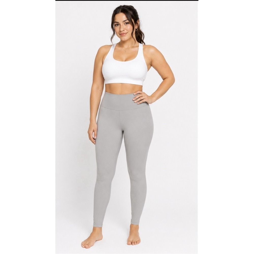 Leggings Depot Light Grey High Waisted Opaque 4-Way Stretch Leggings 1X Womens
